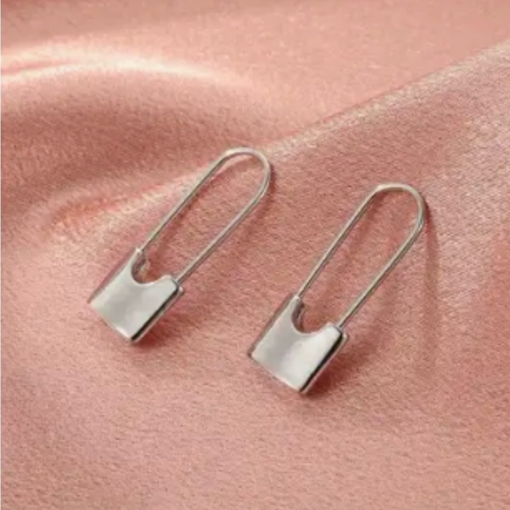 Modern Silver Geometric Drop Earrings